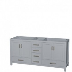 72 inch Double Bathroom Vanity in Gray, No Countertop, No Sink, and No Mirror