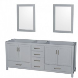 80 inch Double Bathroom Vanity in Gray, No Countertop, No Sink, and 24 inch Mirrors