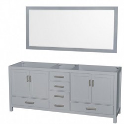 80 inch Double Bathroom Vanity in Gray, No Countertop, No Sink, and 70 inch Mirror