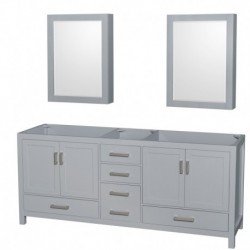 80 inch Double Bathroom Vanity in Gray, No Countertop, No Sink, and Medicine Cabinets