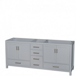 80 inch Double Bathroom Vanity in Gray, No Countertop, No Sink, and No Mirror