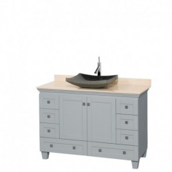 48 inch Single Bathroom Vanity in Oyster Gray, Ivory Marble Countertop, Altair Black Granite Sink, and No Mirror