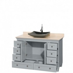 48 inch Single Bathroom Vanity in Oyster Gray, Ivory Marble Countertop, Altair Black Granite Sink, and No Mirror