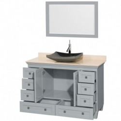 48 inch Single Bathroom Vanity in Oyster Gray, Ivory Marble Countertop, Altair Black Granite Sink, and 24 inch Mirror
