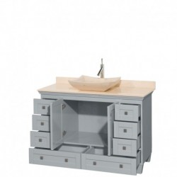 48 inch Single Bathroom Vanity in Oyster Gray, Ivory Marble Countertop, Avalon Ivory Marble Sink, and No Mirror