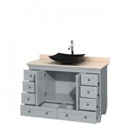 48 inch Single Bathroom Vanity in Oyster Gray, Ivory Marble Countertop, Arista Black Granite Sink, and No Mirror