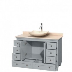 48 inch Single Bathroom Vanity in Oyster Gray, Ivory Marble Countertop, Arista Ivory Marble Sink, and No Mirror