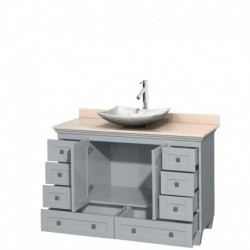 48 inch Single Bathroom Vanity in Oyster Gray, Ivory Marble Countertop, Arista White Carrera Marble Sink, and No Mirror