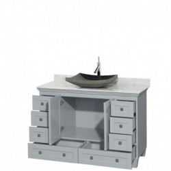 48 inch Single Bathroom Vanity in Oyster Gray, White Carrera Marble Countertop, Altair Black Granite Sink, and No Mirror