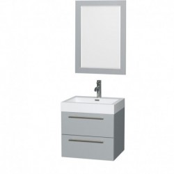 24 inch Single Bathroom Vanity in Dove Gray, Acrylic Resin Countertop, Integrated Sink, and 24 inch Mirror