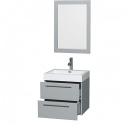 24 inch Single Bathroom Vanity in Dove Gray, Acrylic Resin Countertop, Integrated Sink, and 24 inch Mirror