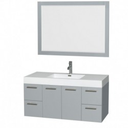 48 inch Single Bathroom Vanity in Dove Gray, Acrylic Resin Countertop, Integrated Sink, and 46 inch Mirror