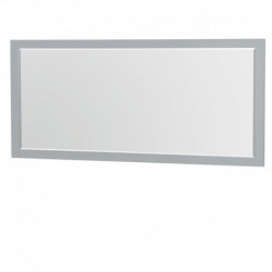72 inch Single Bathroom Vanity in Dove Gray, White Man-Made Stone Countertop, Pyra Bone Porcelain Sink, and 70 inch Mirror