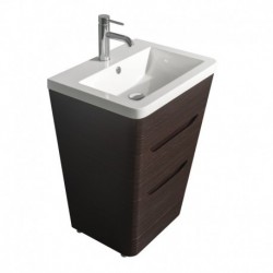 24 inch Pedestal Bathroom Vanity in Espresso, Acrylic-Resin Countertop, Integrated Sink, and 24 inch Mirror