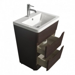 24 inch Pedestal Bathroom Vanity in Espresso, Acrylic-Resin Countertop, Integrated Sink, and 24 inch Mirror