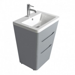 24 inch Pedestal Bathroom Vanity in Gray, Acrylic-Resin Countertop, Integrated Sink, and 24 inch Mirror