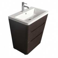 30 inch Pedestal Bathroom Vanity in Espresso, Acrylic-Resin Countertop, Integrated Sink, and 24 inch Mirror