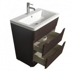 30 inch Pedestal Bathroom Vanity in Espresso, Acrylic-Resin Countertop, Integrated Sink, and 24 inch Mirror