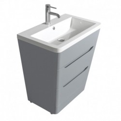 30 inch Pedestal Bathroom Vanity in Gray, Acrylic-Resin Countertop, Integrated Sink, and 24 inch Mirror