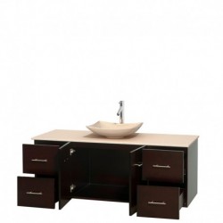60 inch Single Bathroom Vanity in Espresso, Ivory Marble Countertop, Arista Ivory Marble Sink, and No Mirror