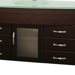 78 inch Double Bathroom Vanity in Espresso, Green Glass Countertop, Green integral Sinks, and 70 inch Mirror