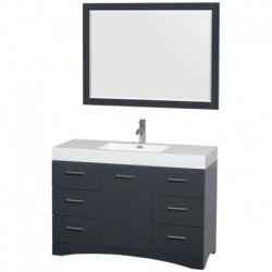 48 inch Single Bathroom Vanity in Clay, Acrylic Resin Countertop, Integrated Sink, and 46 inch Mirror