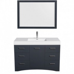 48 inch Single Bathroom Vanity in Clay, Acrylic Resin Countertop, Integrated Sink, and 46 inch Mirror