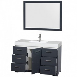 48 inch Single Bathroom Vanity in Clay, Acrylic Resin Countertop, Integrated Sink, and 46 inch Mirror