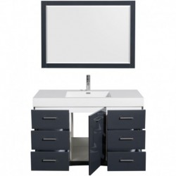48 inch Single Bathroom Vanity in Clay, Acrylic Resin Countertop, Integrated Sink, and 46 inch Mirror