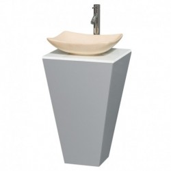 20 inch Pedestal Bathroom Vanity in Gray, White Man-Made Stone Countertop, Arista Ivory Marble Sink, and 20 inch Mirror