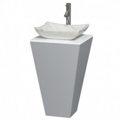 20 inch Pedestal Bathroom Vanity in Gray, White Man-Made Stone Countertop, Avalon White Carrera Marble Sink, and 20 inch Mirror