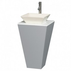 20 inch Pedestal Bathroom Vanity in Gray, White Man-Made Stone Countertop, Pyra Bone Porcelain Sink, and 20 inch Mirror