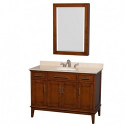 48 inch Single Bathroom Vanity in Light Chestnut, Ivory Marble Countertop, Undermount Oval Sink, and Medicine Cabinet