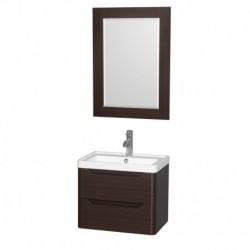 24 inch Single Bathroom Vanity in Espresso, Acrylic-Resin Countertop, Integrated Sink, and 24 inch Mirror