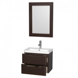 24 inch Single Bathroom Vanity in Espresso, Acrylic-Resin Countertop, Integrated Sink, and 24 inch Mirror