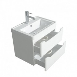 24 inch Single Bathroom Vanity in Glossy White, Acrylic-Resin Countertop, Integrated Sink, and 24 inch Mirror