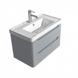 30 inch Single Bathroom Vanity in Gray, Acrylic-Resin Countertop, Integrated Sink, and 24 inch Mirror