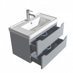 30 inch Single Bathroom Vanity in Gray, Acrylic-Resin Countertop, Integrated Sink, and 24 inch Mirror
