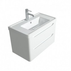 30 inch Single Bathroom Vanity in Glossy White, Acrylic-Resin Countertop, Integrated Sink, and 24 inch Mirror