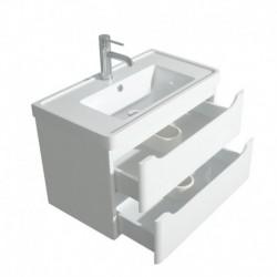 30 inch Single Bathroom Vanity in Glossy White, Acrylic-Resin Countertop, Integrated Sink, and 24 inch Mirror