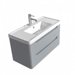 36 inch Single Bathroom Vanity in Gray, Acrylic-Resin Countertop, Integrated Sink, and 24 inch Mirror