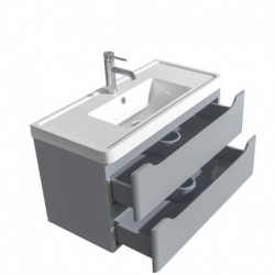 36 inch Single Bathroom Vanity in Gray, Acrylic-Resin Countertop, Integrated Sink, and 24 inch Mirror
