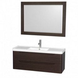 48 inch Single Bathroom Vanity in Espresso, Acrylic-Resin Countertop, Integrated Sink, and 46 inch Mirror