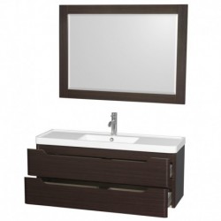 48 inch Single Bathroom Vanity in Espresso, Acrylic-Resin Countertop, Integrated Sink, and 46 inch Mirror