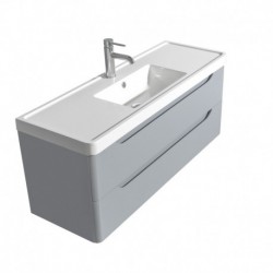 48 inch Single Bathroom Vanity in Gray, Acrylic-Resin Countertop, Integrated Sink, and 46 inch Mirror