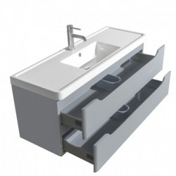 48 inch Single Bathroom Vanity in Gray, Acrylic-Resin Countertop, Integrated Sink, and 46 inch Mirror