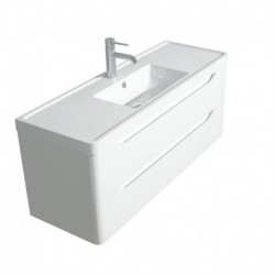 48 inch Single Bathroom Vanity in Glossy White, Acrylic-Resin Countertop, Integrated Sink, and 46 inch Mirror
