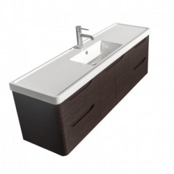 60 inch Single Bathroom Vanity in Espresso, Acrylic-Resin Countertop, Integrated Sink, and 58 inch Mirror