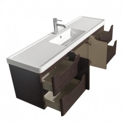 60 inch Single Bathroom Vanity in Espresso, Acrylic-Resin Countertop, Integrated Sink, and 58 inch Mirror