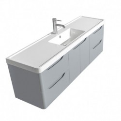 60 inch Single Bathroom Vanity in Gray, Acrylic-Resin Countertop, Integrated Sink, and 58 inch Mirror
